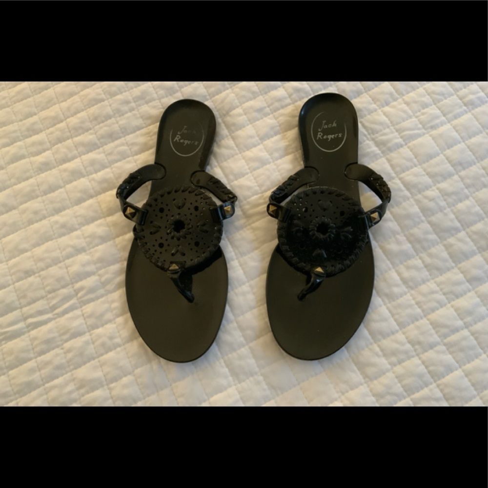 Jack Rogers Black Georgina Jelly Flip Flops